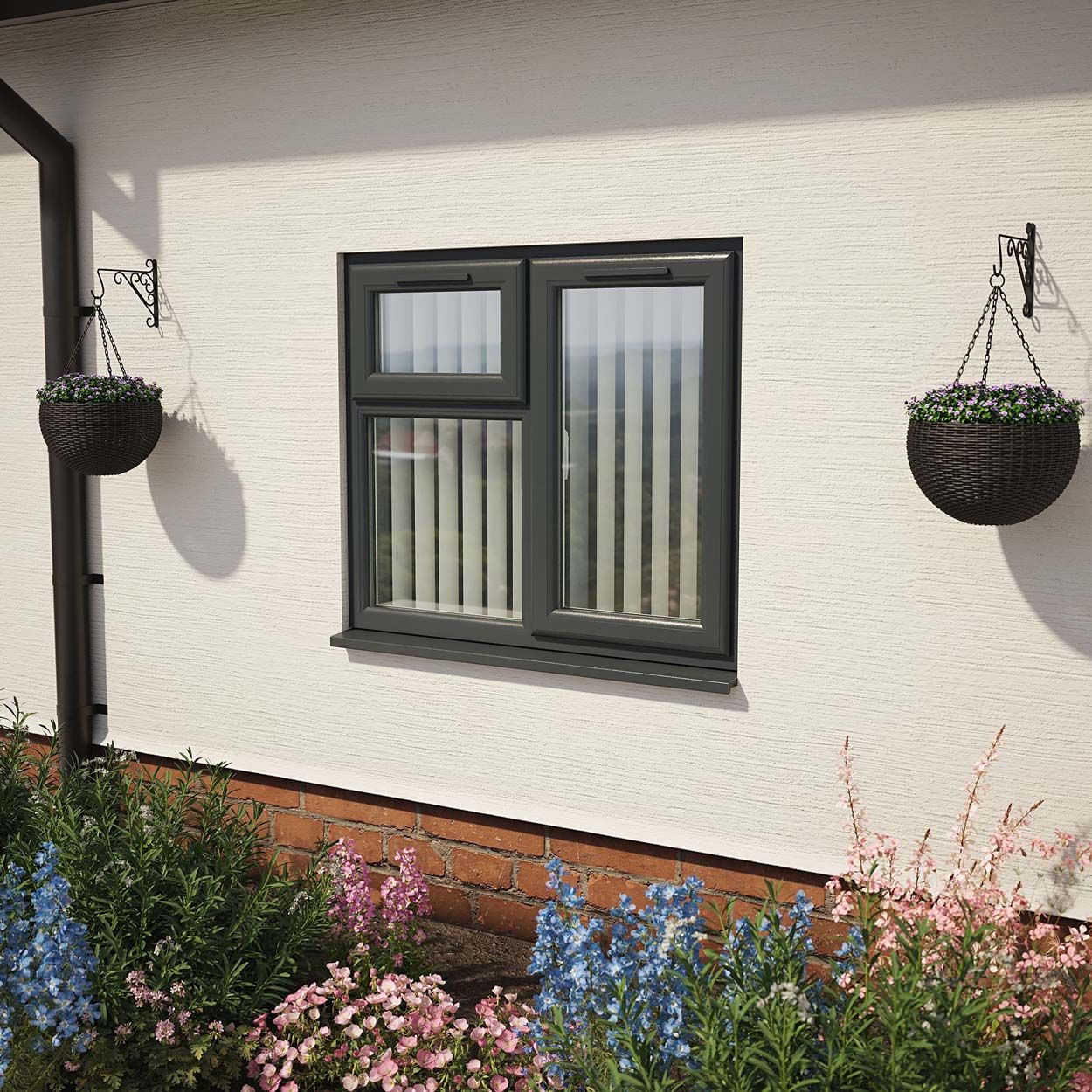 Crystal uPVC Window Grey 7016 A Rated  1190mm x 1190mm