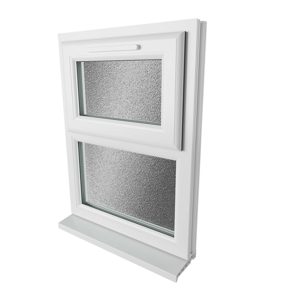 Crystal uPVC Window White A Rated Top Hung Opener Over Fixed Light 610mm x 820mm