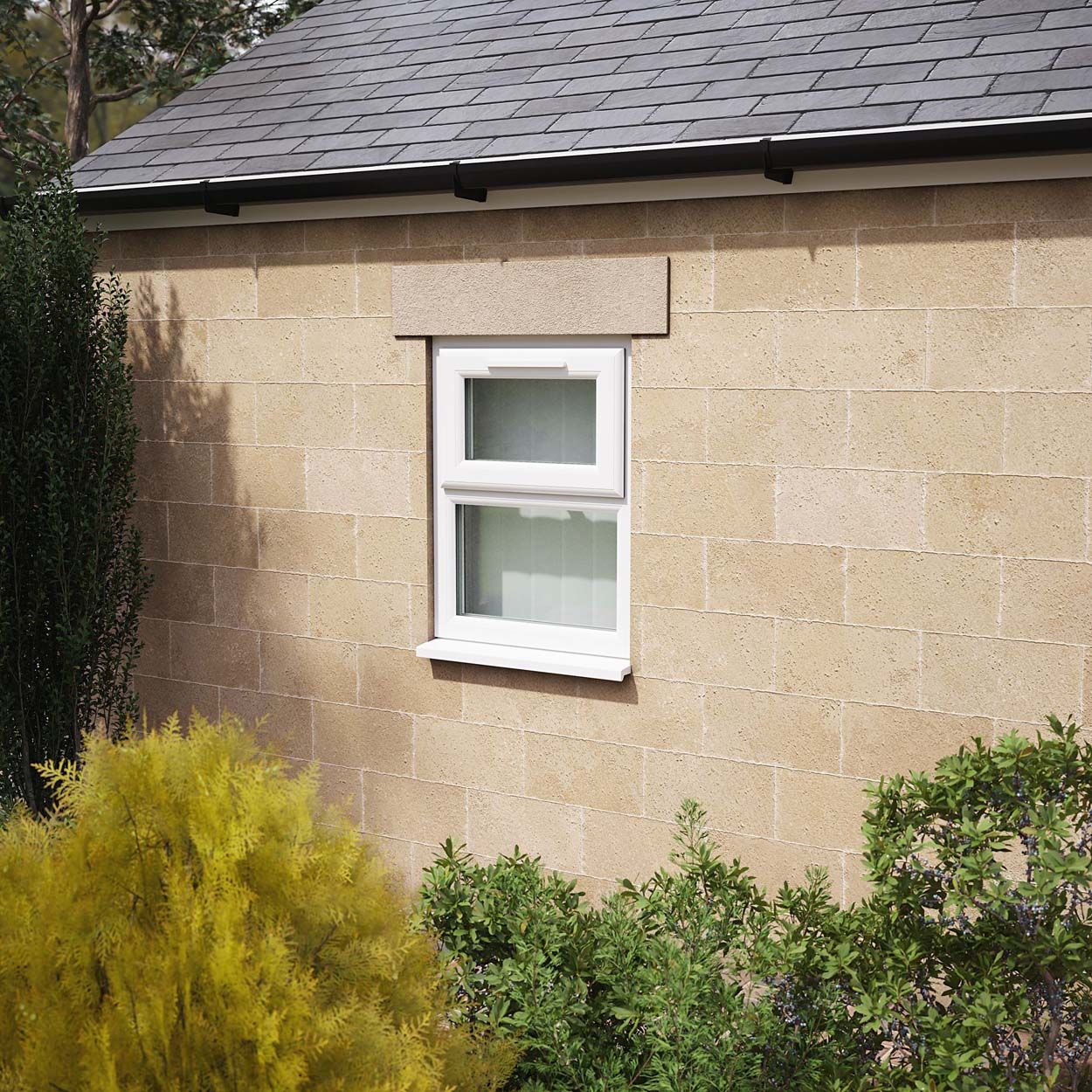 Crystal uPVC Window White A Rated Top Hung Opener Over Fixed Light