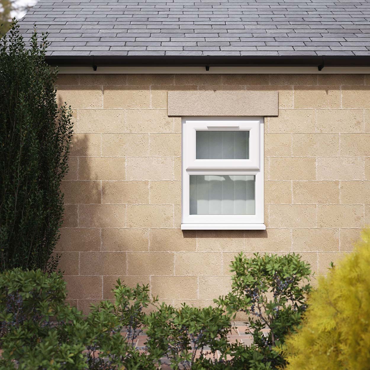 Crystal uPVC Window White A Rated Top Hung Opener Over Fixed Light