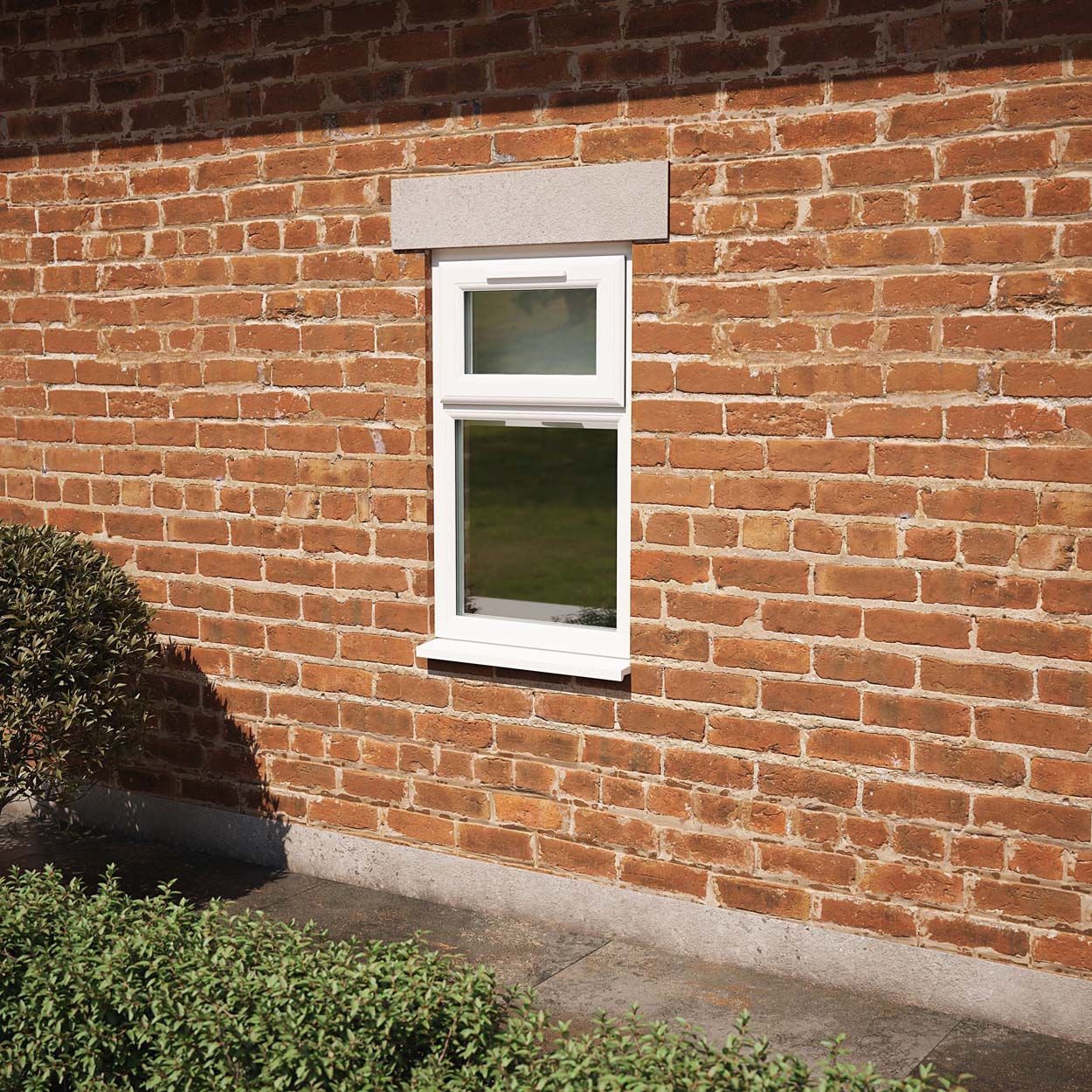Crystal uPVC Window White A Rated Top Hung Opener Over Fixed Light