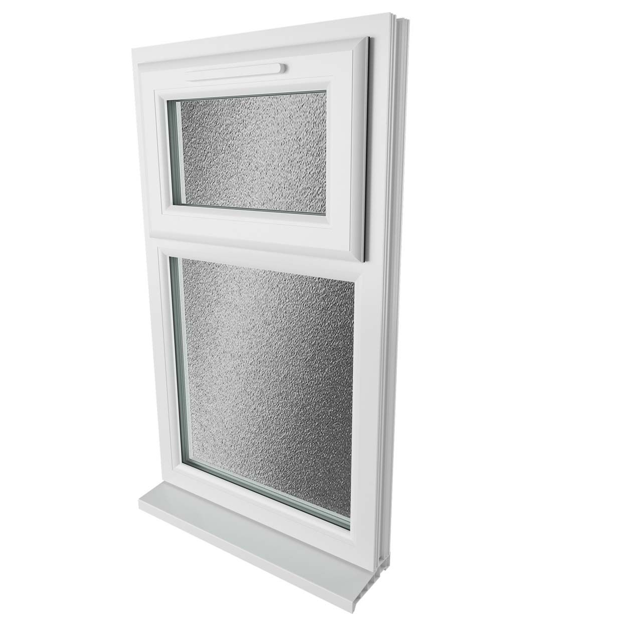 Crystal uPVC Window White A Rated Top Hung Opener Over Fixed Light 610mm x 1040mm