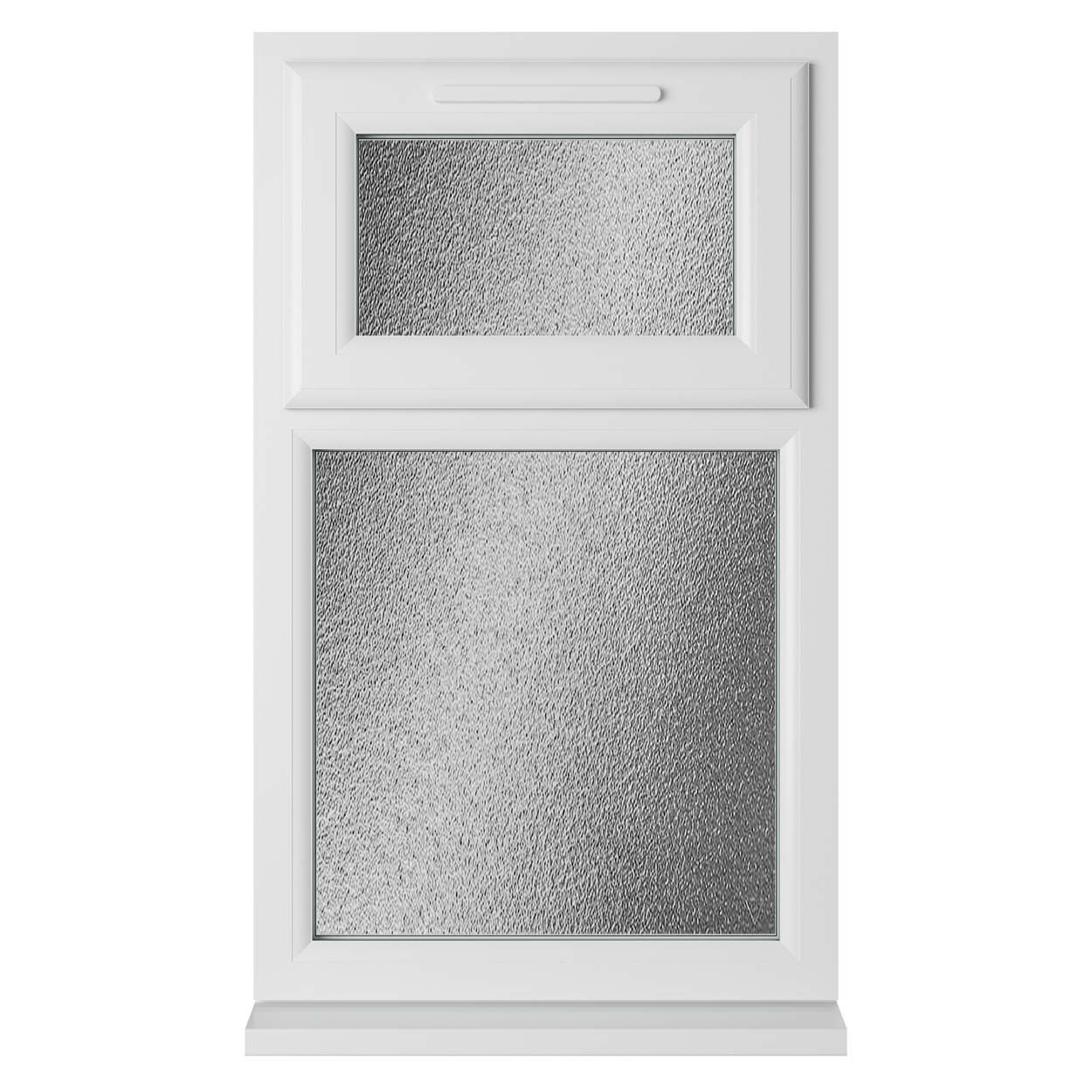 Crystal uPVC Window White A Rated Top Hung Opener Over Fixed Light
