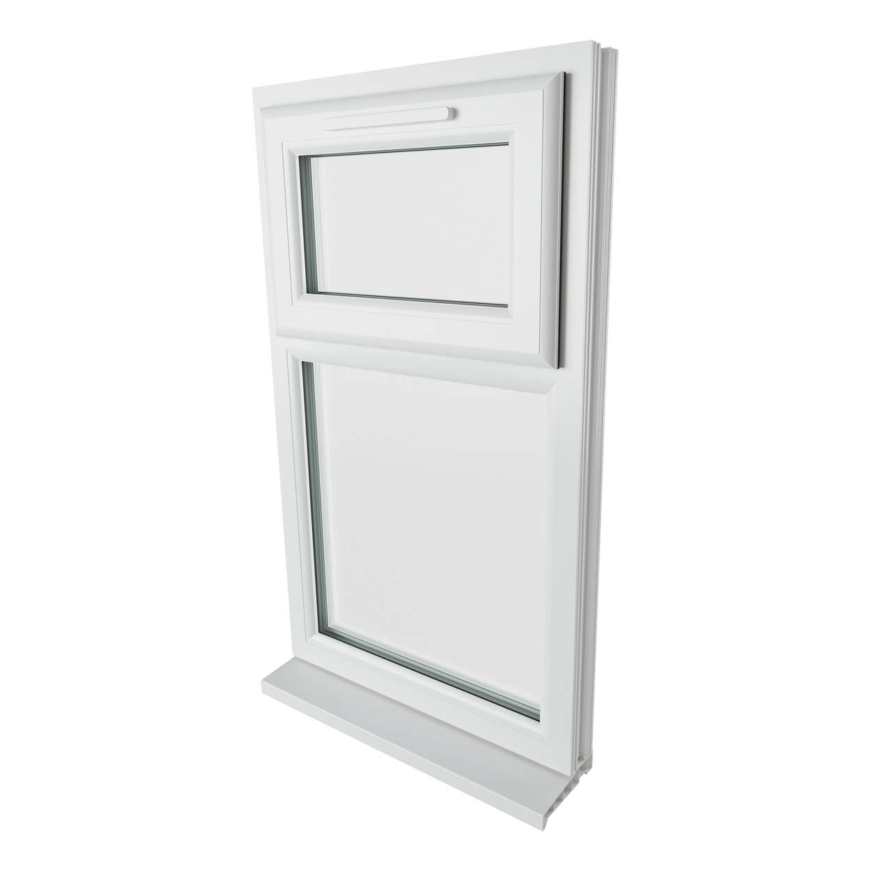 Crystal uPVC Window White A Rated Top Hung Opener Over Fixed Light 610mm x 1040mm