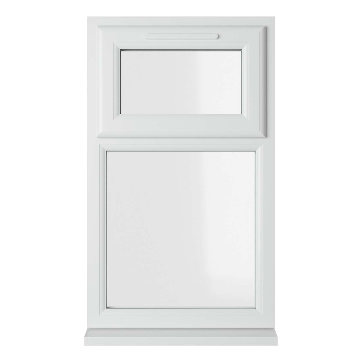 Crystal uPVC Window White A Rated Top Hung Opener Over Fixed Light 905mm x 1115mm
