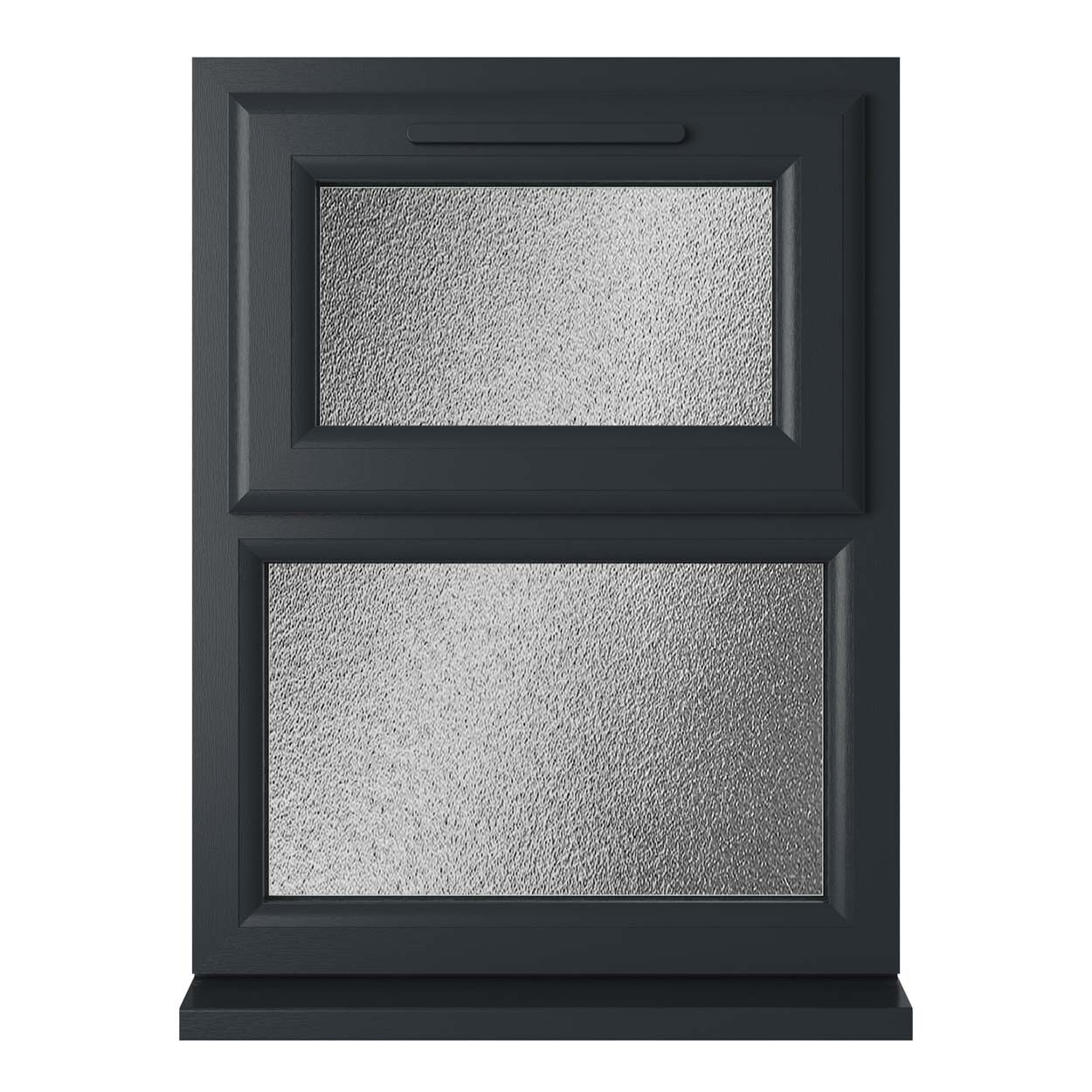Crystal uPVC Window Grey 7016 A Rated Top Hung Opener Over Fixed Light