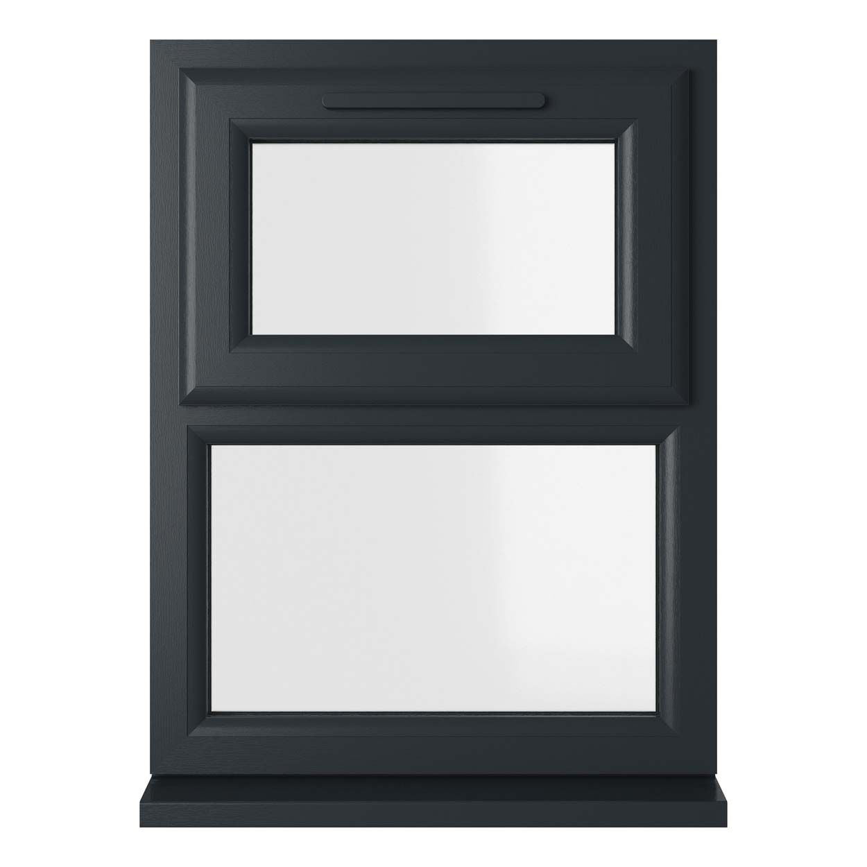 Crystal uPVC Window Grey 7016 A Rated Top Hung Opener Over Fixed Light