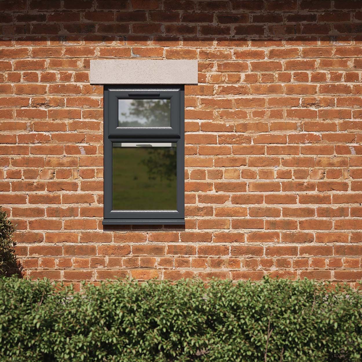 Crystal uPVC Window Grey 7016 A Rated Top Hung Opener Over Fixed Light