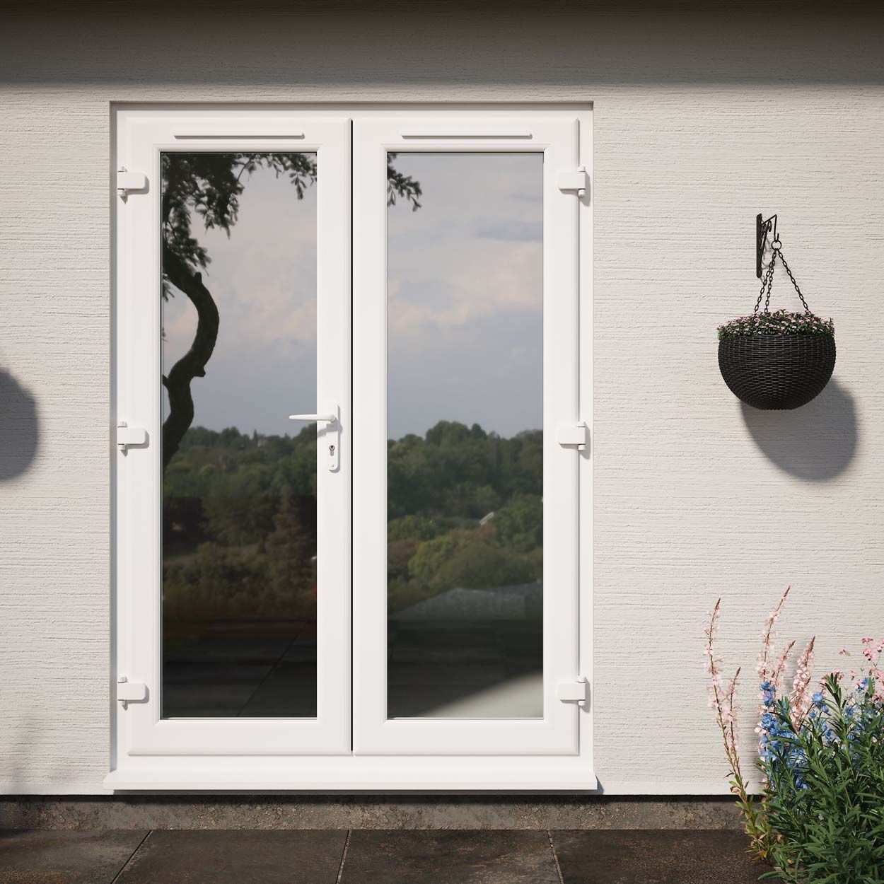 Crystal uPVC Clear French Door Left hand master 1390mm x 2090mm White