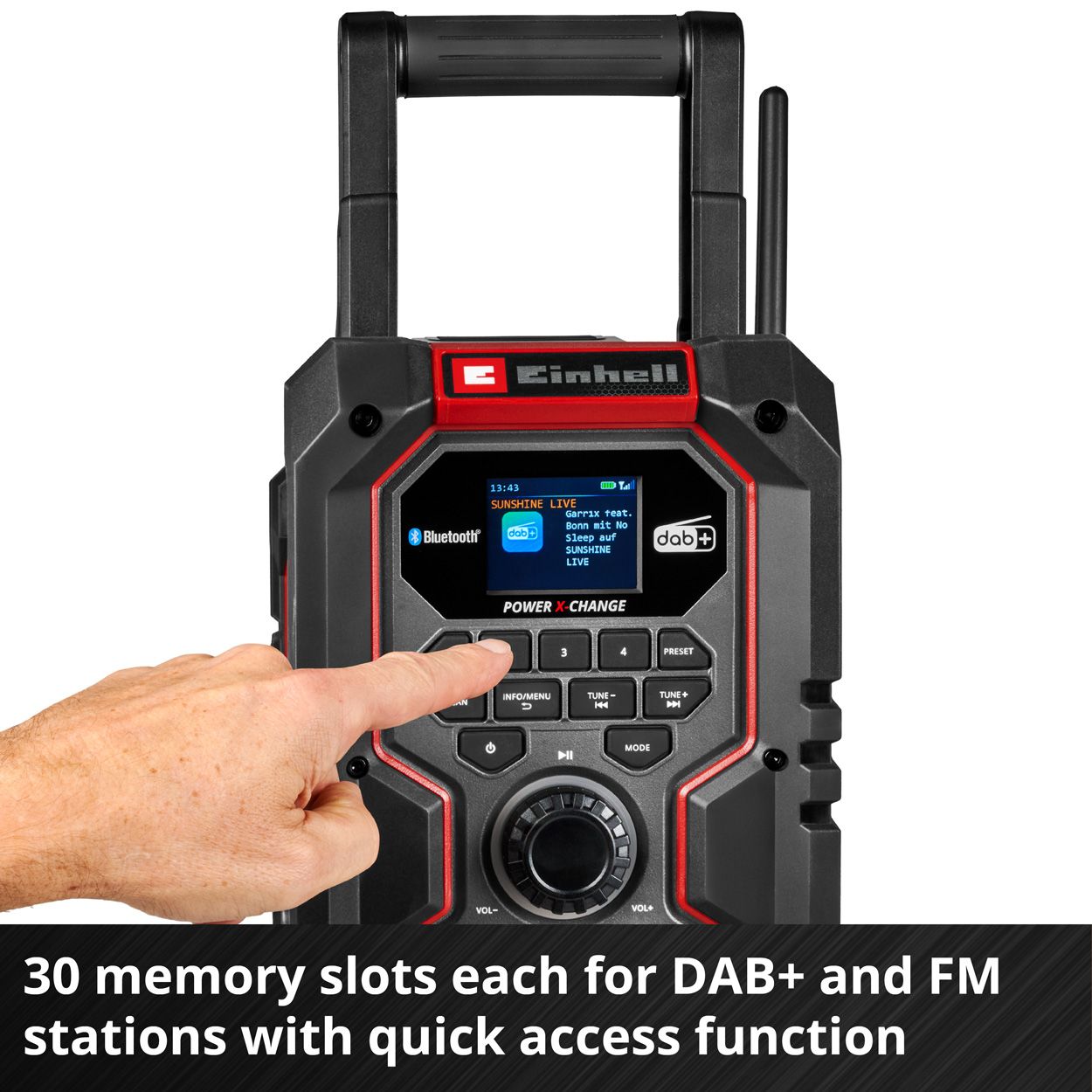 Einhell 18v TE-CR 18 Li DAB+/FM/BT Cordless Radio - Bare Unit