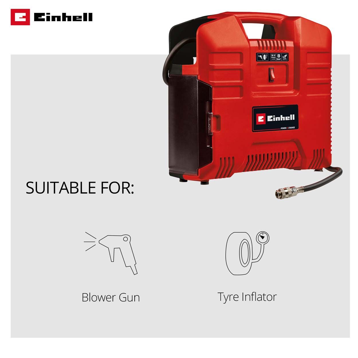 Einhell 36v TE-AC 36/8 Li OF Set Cordless Portable Compressor - Bare Unit