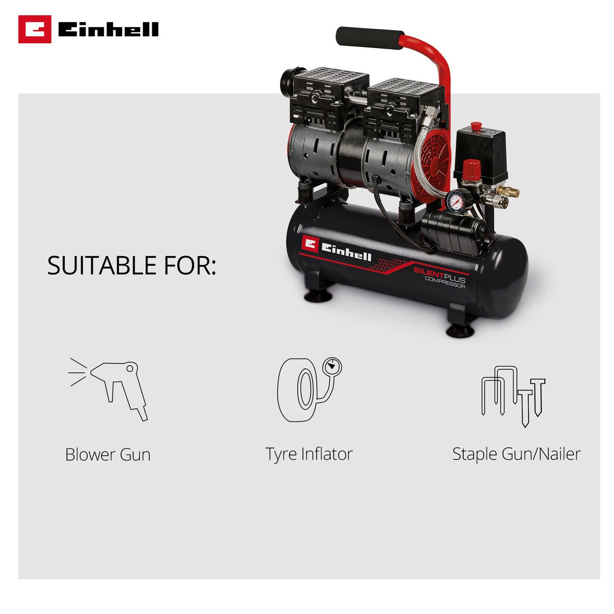 Einhell 0.75HP 6 Litre 8 Bar Silent Oil Free Compressor 
