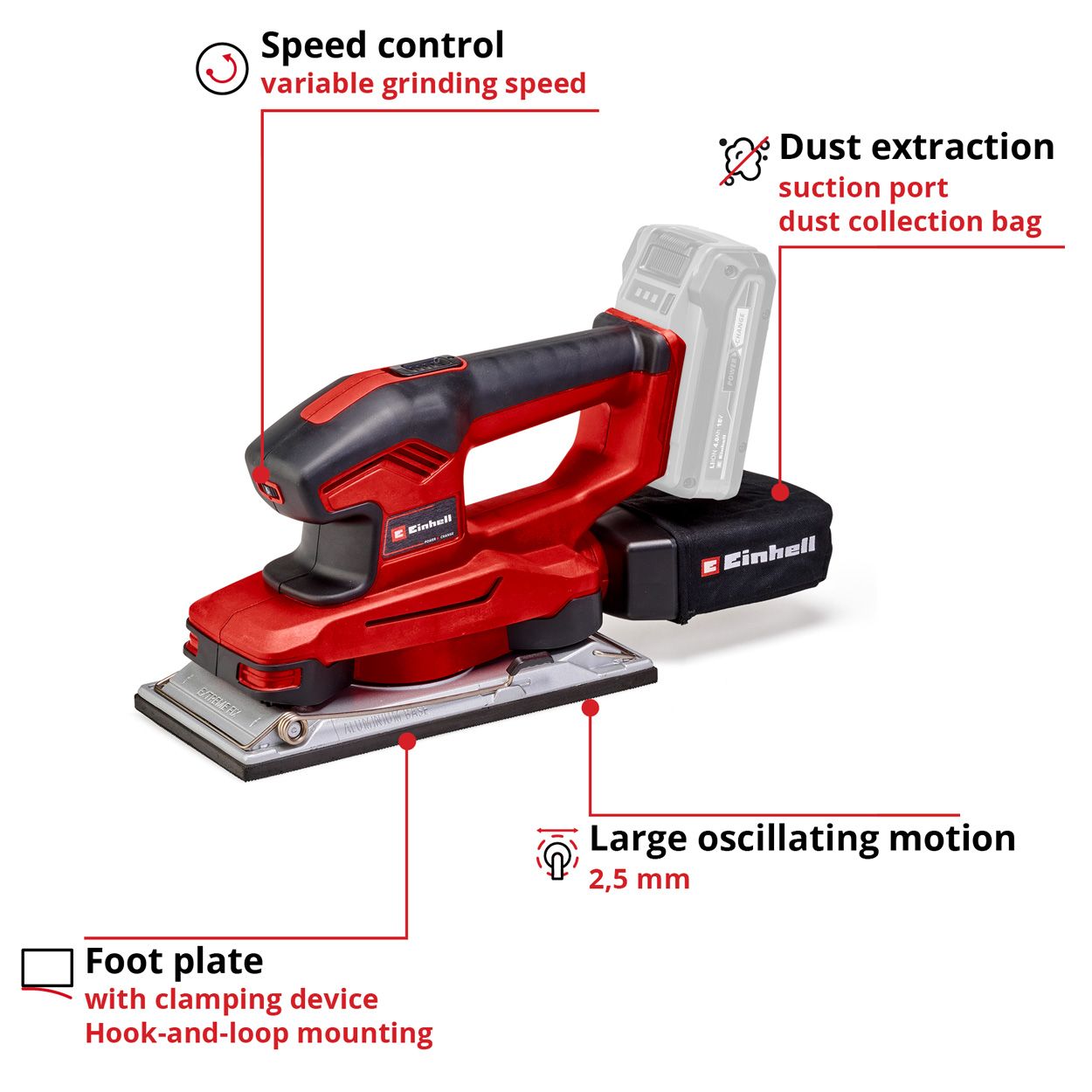 Einhell Cordless Orbital Sander 230x115mm