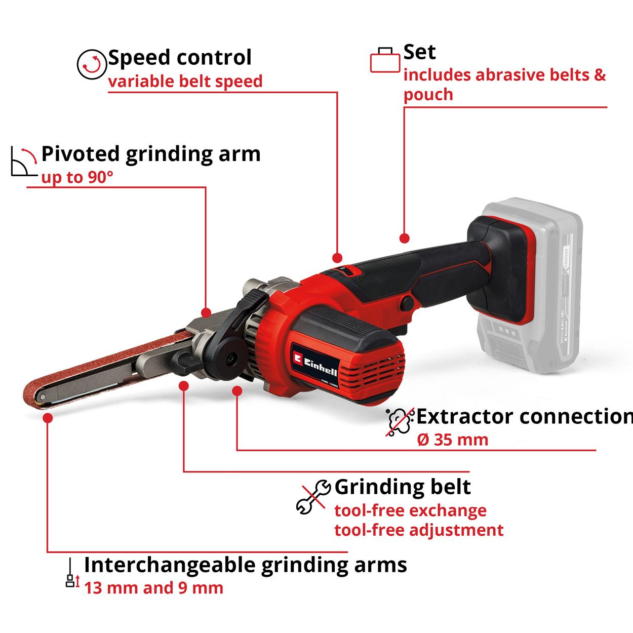 Einhell PXC 18V Belt File, Body Only   