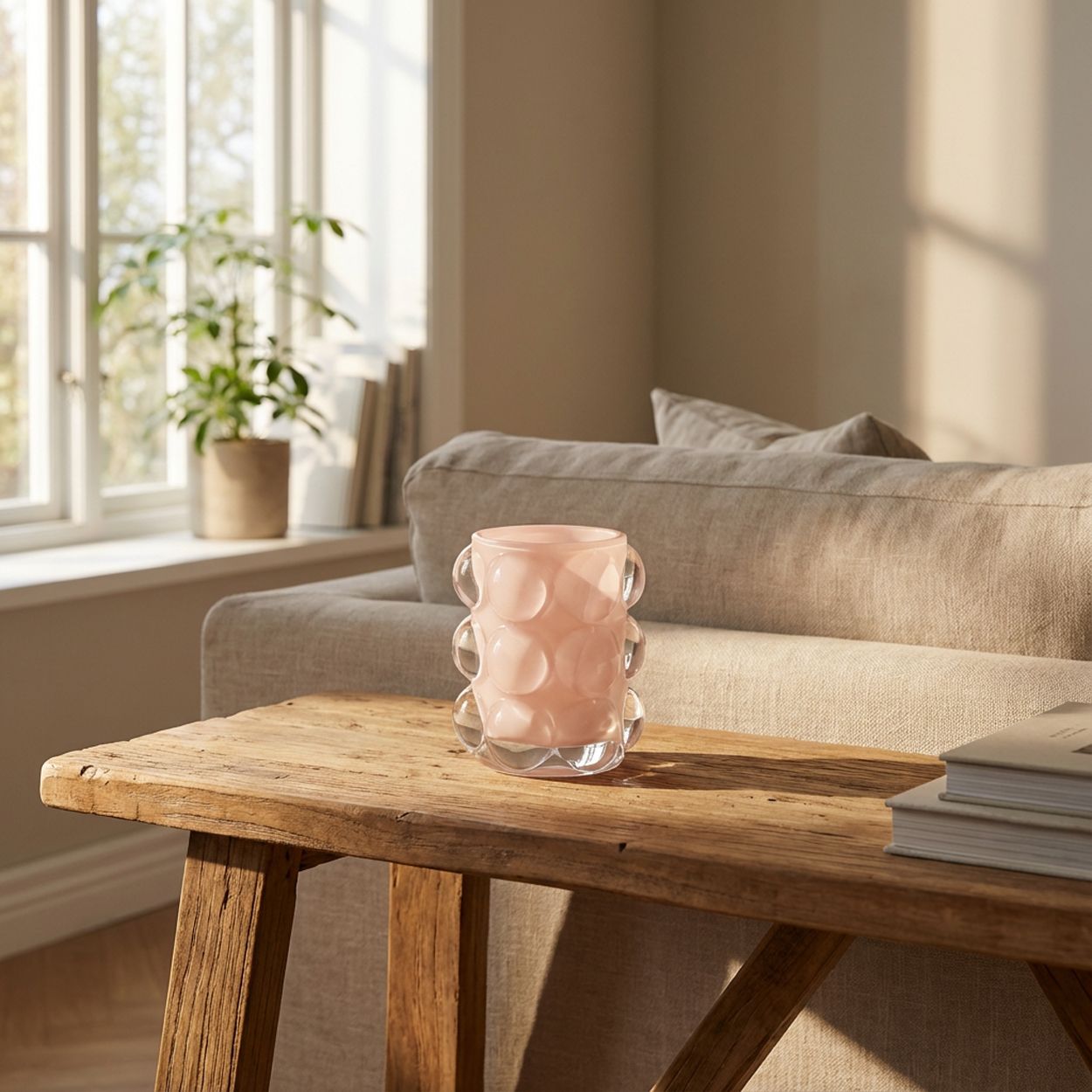 Glass Candle Holder Pink