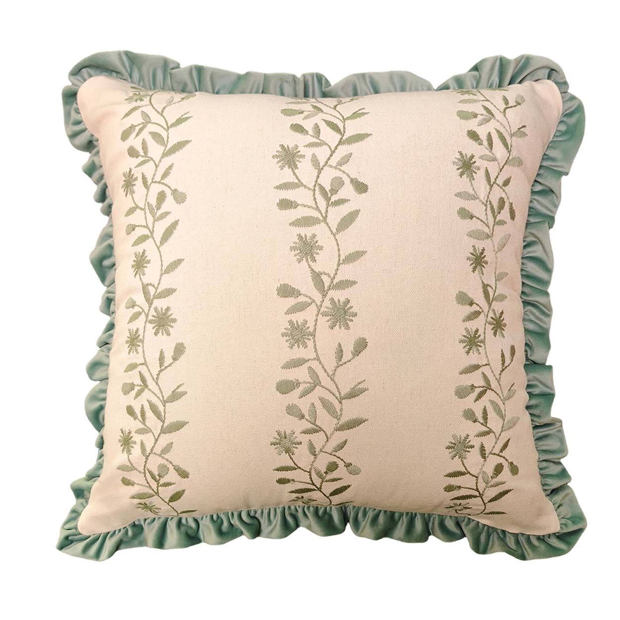 Pretty Floral Embroidered Cushion
