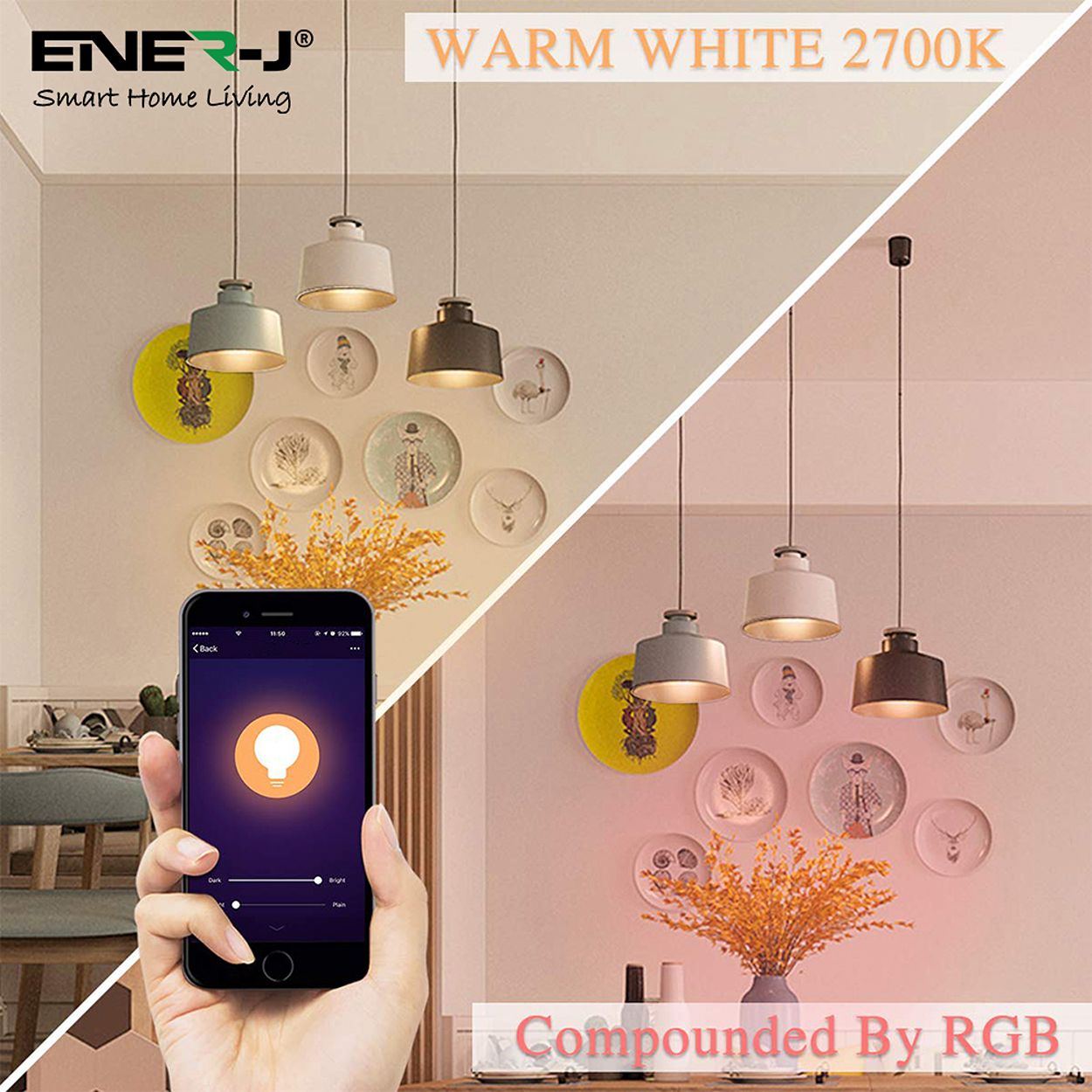 Smart WiFi 9W LED Bulb B22 Base, 2700K-6500K RGB Dimmable Colour Changing, Pack of 3