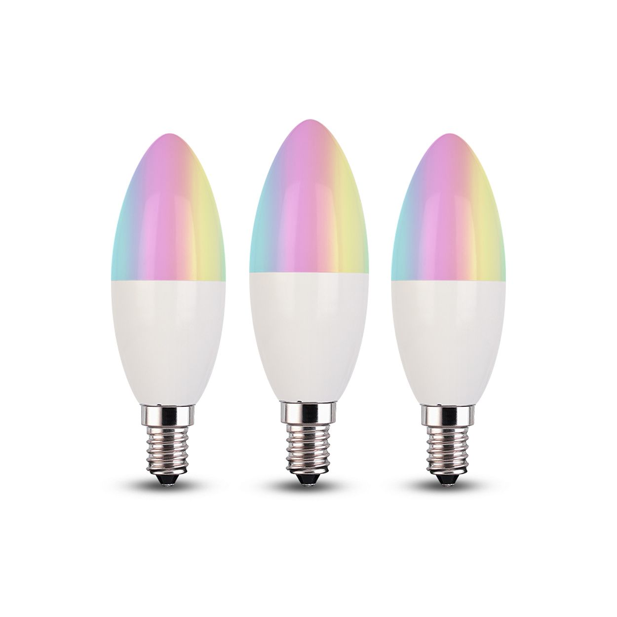 Smart WiFi 4.5W LED Candle Bulb E14 Base, 2700K-6500K RGB Dimmable Colour Changing, Pack of 3