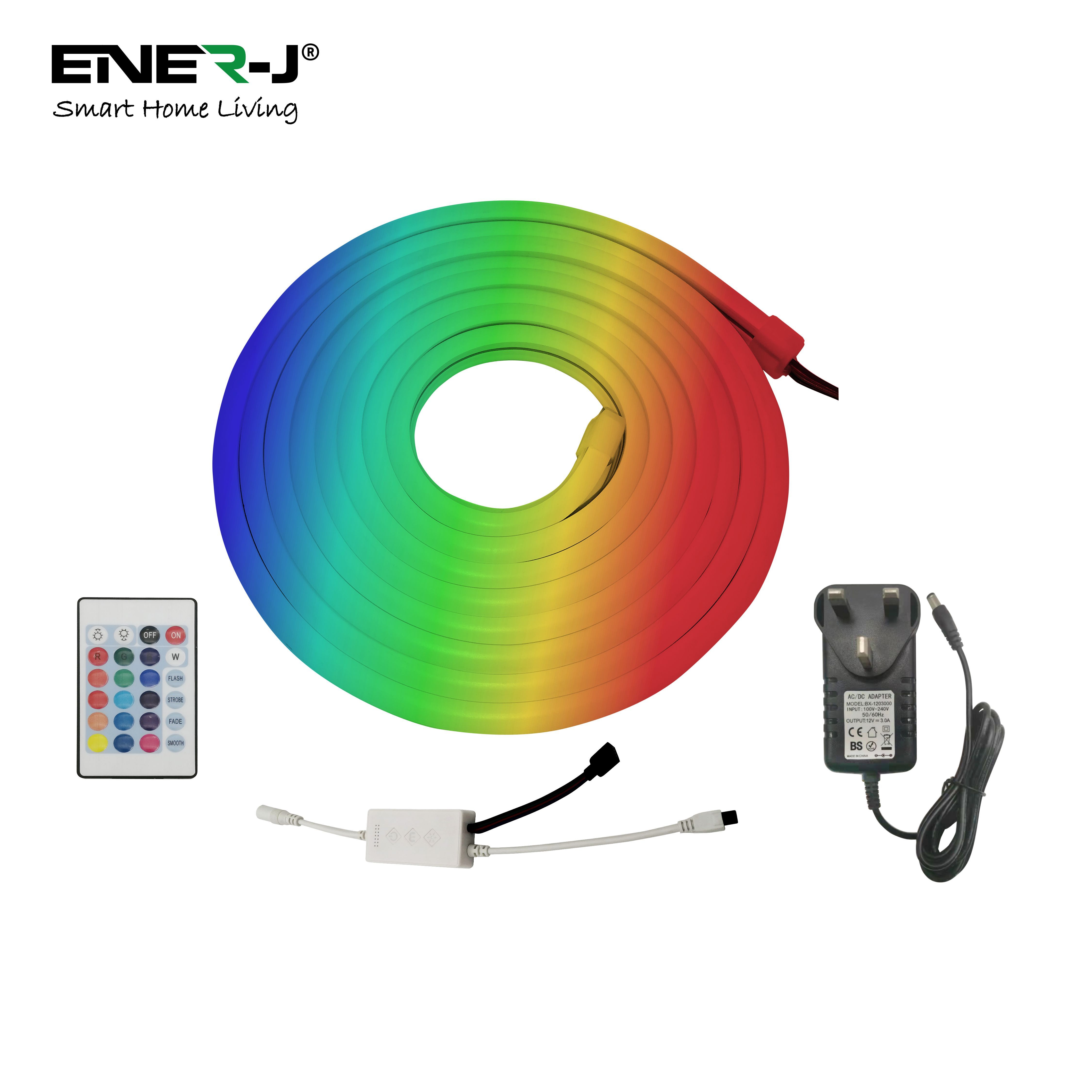 Smart WiFi RGB Neon LED Strip IP65 - 3 Meters, Plug & Play