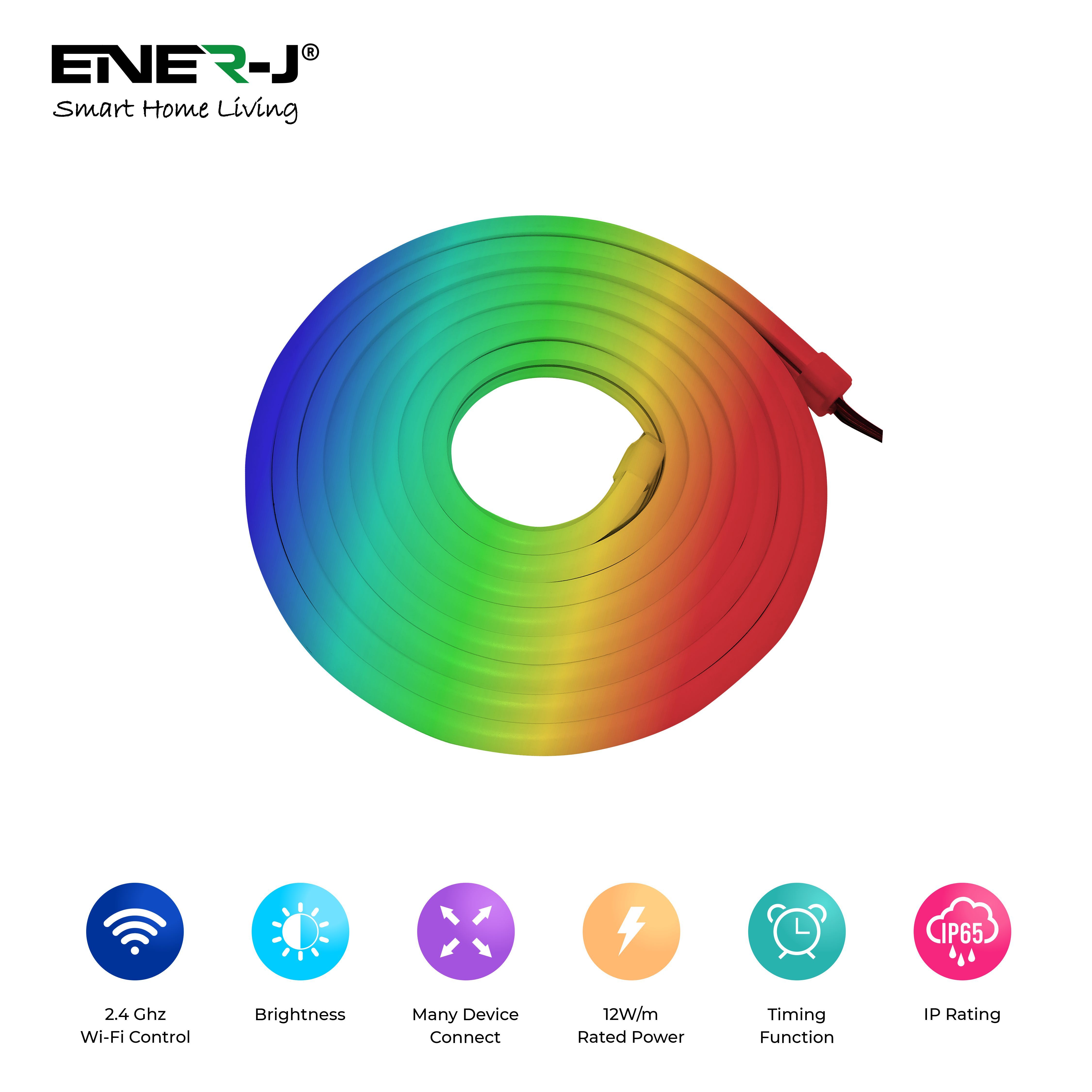 Smart WiFi RGB Neon LED Strip IP65 - 3 Meters, Plug & Play