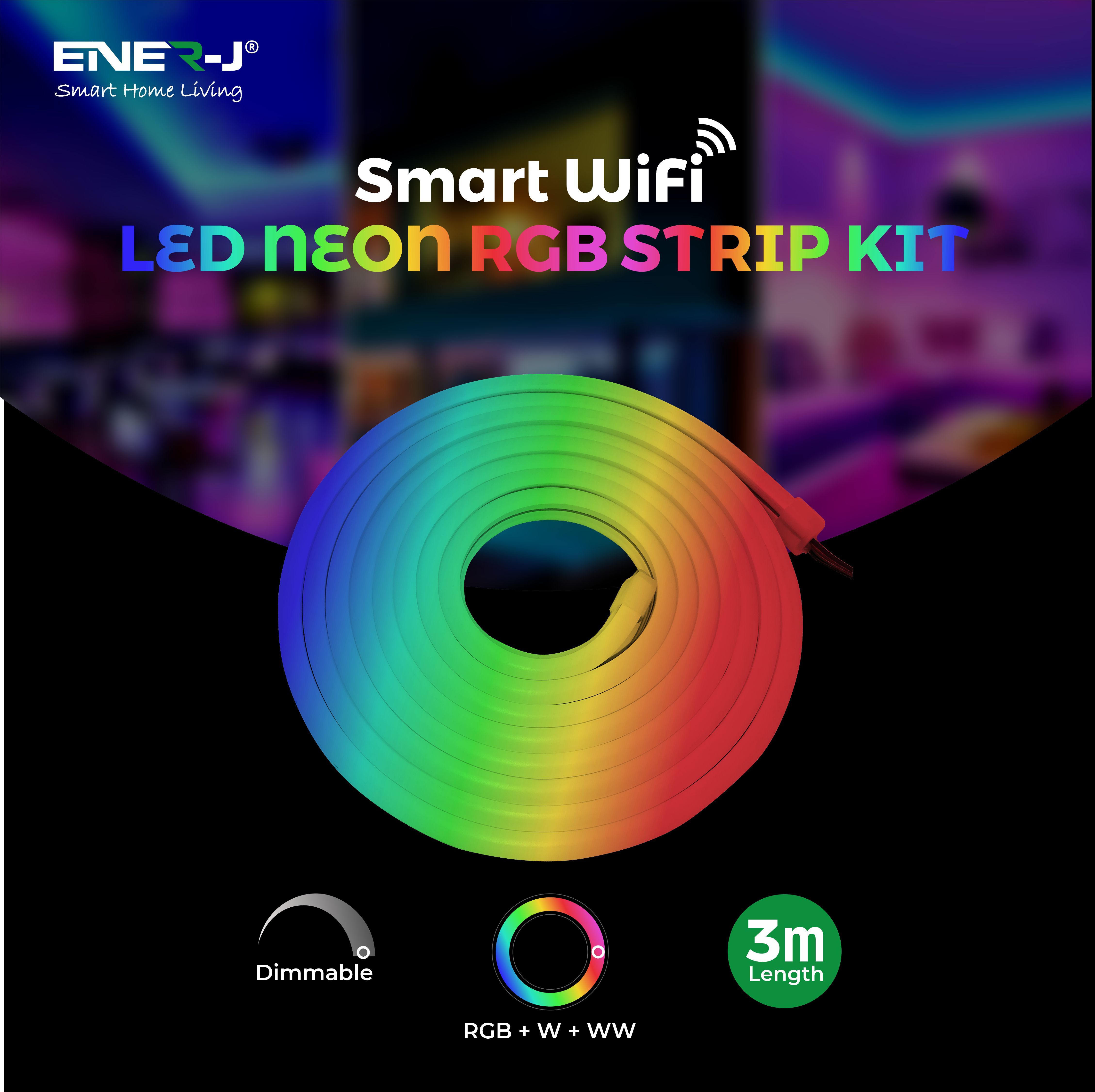 Smart WiFi RGB Neon LED Strip IP65 - 3 Meters, Plug & Play