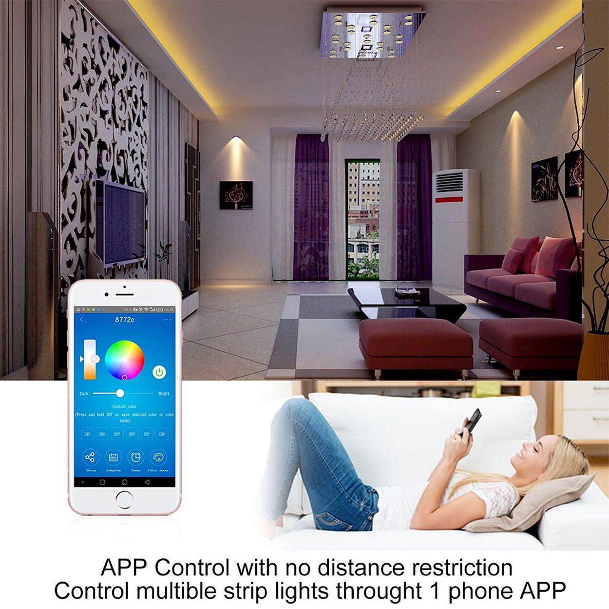 Smart Wi-Fi RGB LED Strip Plug and Play Kit - 5 Meters, IP65, APP & Voice Control