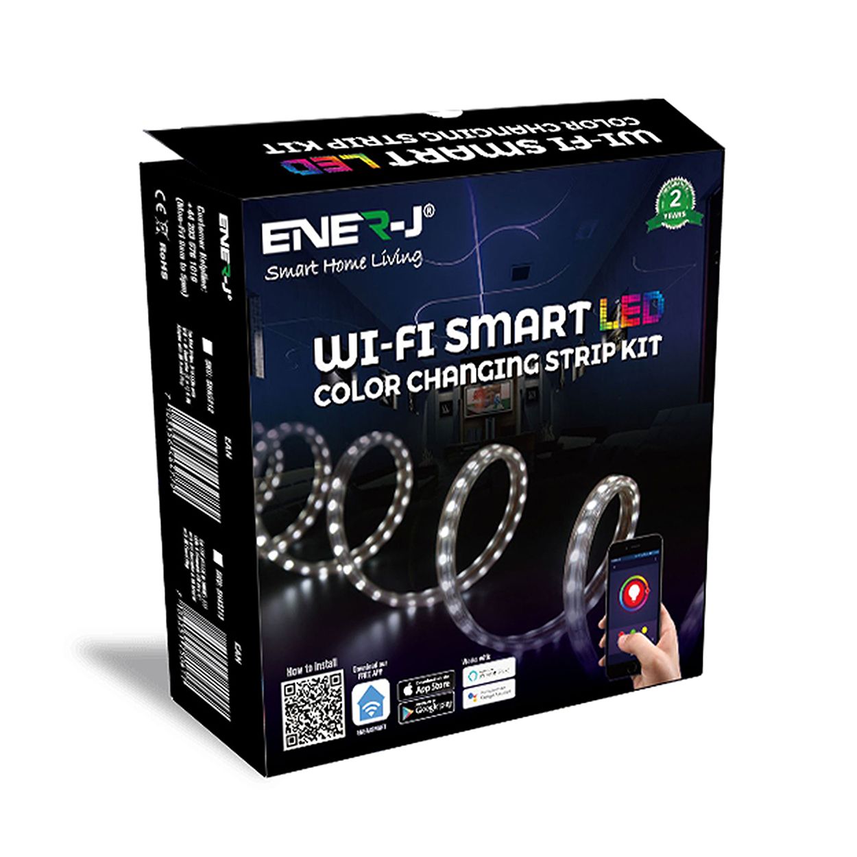 Smart Wi-Fi RGB LED Strip Plug and Play Kit - 5 Meters, IP65, APP & Voice Control