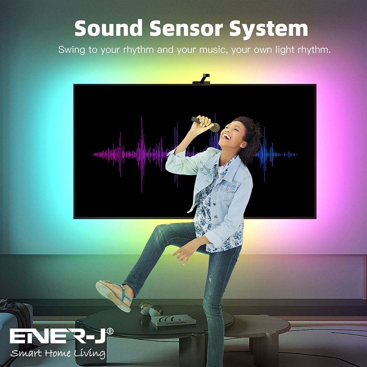 Smart WiFi LED TV Backlights with Camera, 3.8M DreamView RGBIC Strip Light, APP & Voice Control