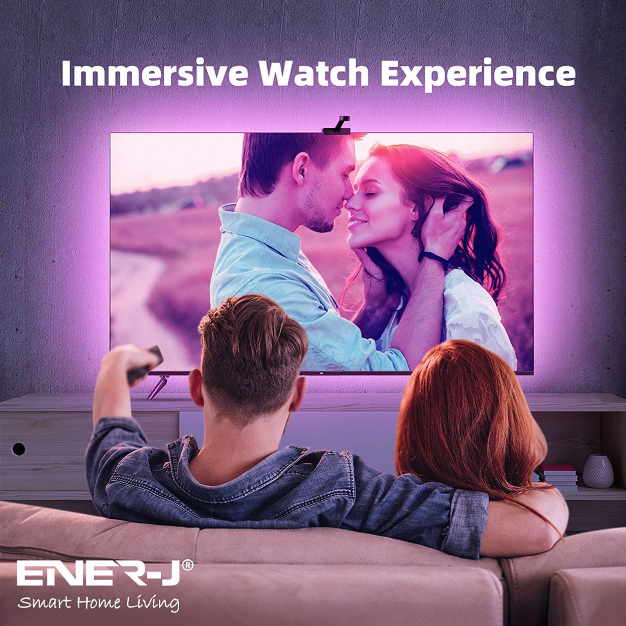 Smart WiFi LED TV Backlights with Camera, 3.8M DreamView RGBIC Strip Light, APP & Voice Control