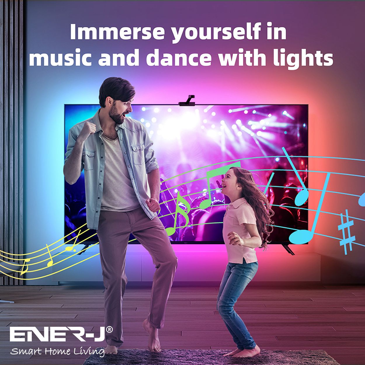 Smart WiFi LED TV Backlights with Camera, 3.8M DreamView RGBIC Strip Light, APP & Voice Control