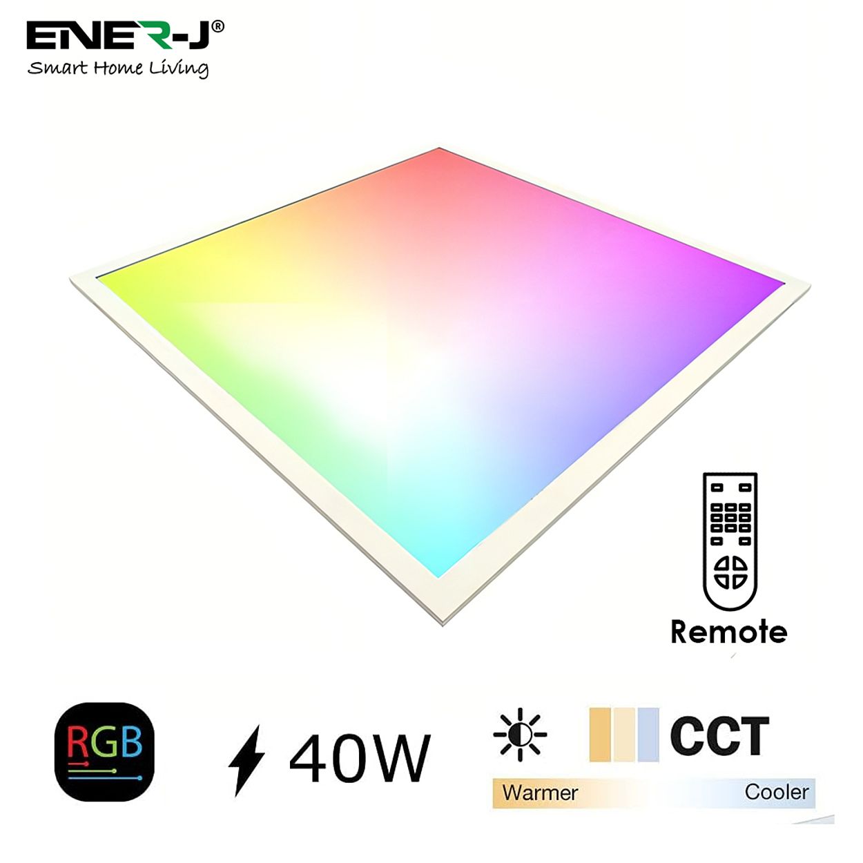 600 by 600mm Smart RGB&CCT Backlit Ceiling LED Panel Light, Remote, APP & Voice Control
