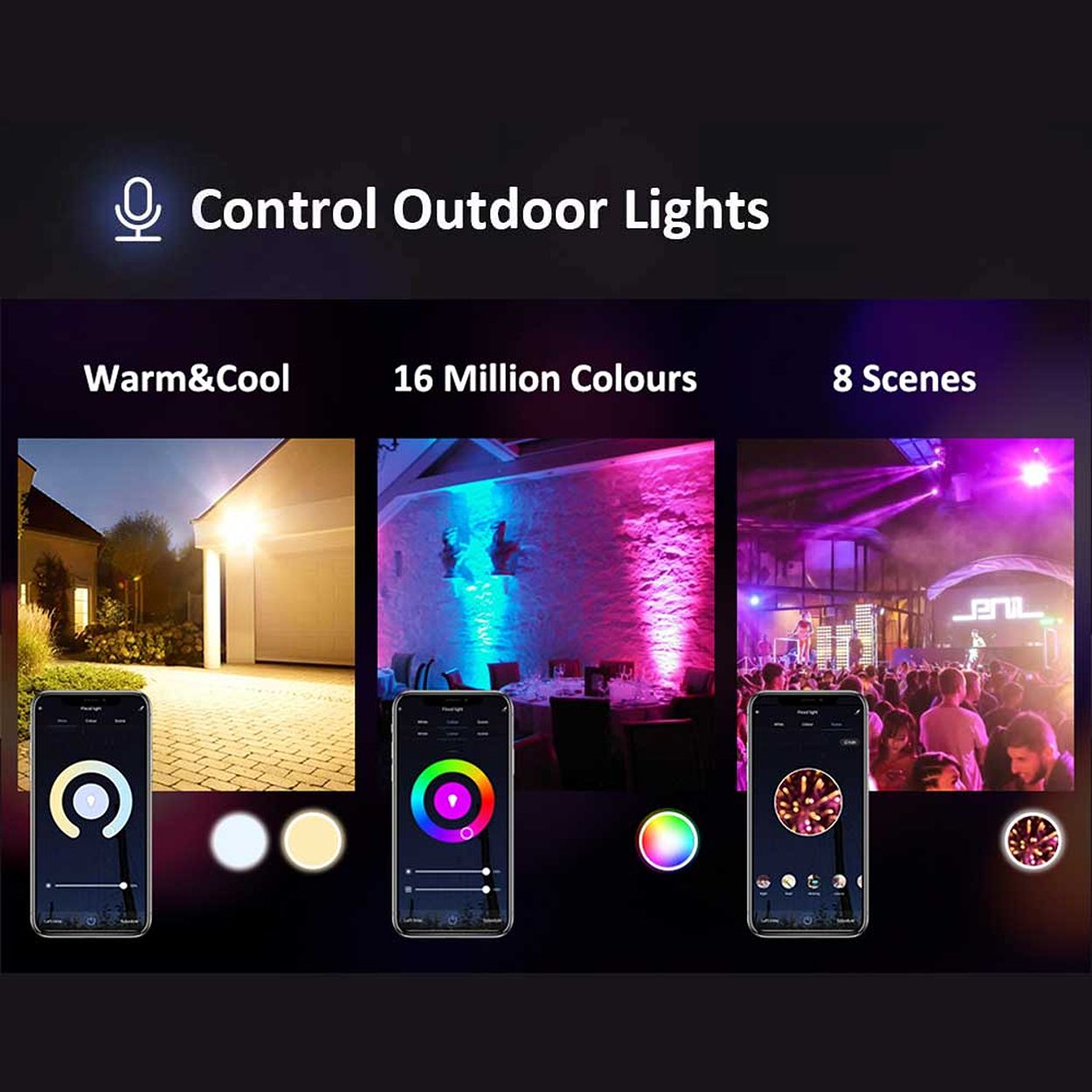 Smart WiFi 16W LED Floodlight, RGB&CCT Changing, APP & Voice Control