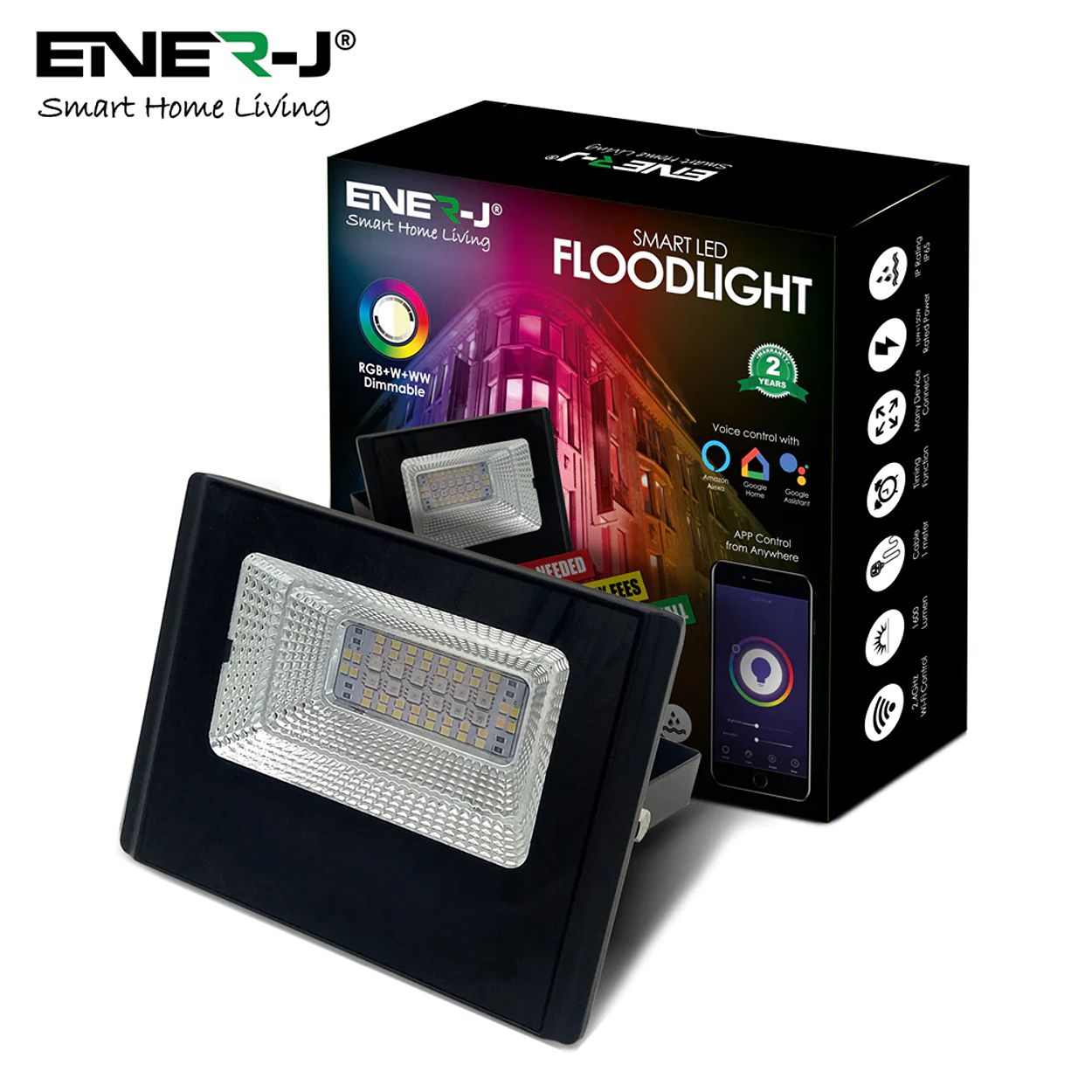 Smart WiFi 16W LED Floodlight, RGB&CCT Changing, APP & Voice Control