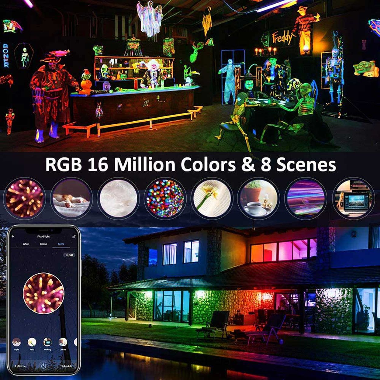 Smart WiFi 16W LED Floodlight, RGB&CCT Changing, APP & Voice Control