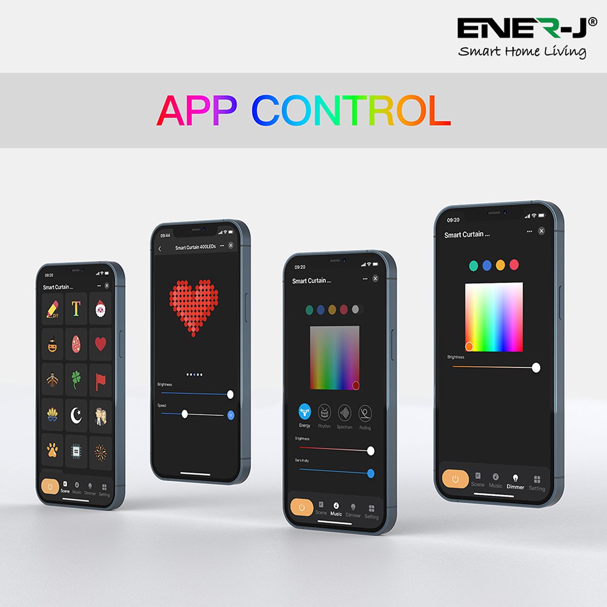 Smart 400LED Colour Changing RGBIC Curtain Fairy Lights, 2Mx2M