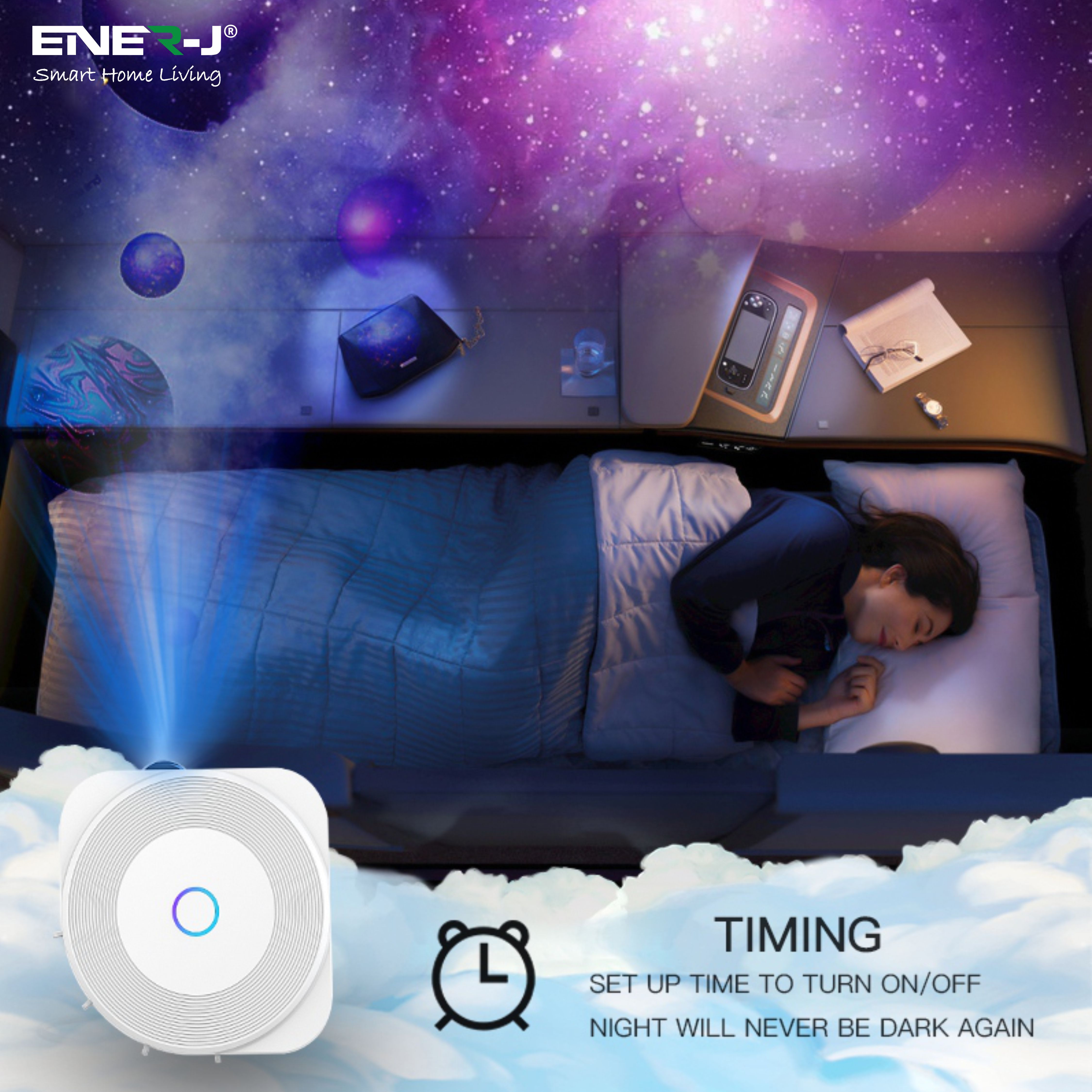Smart WiFi&BLE LED Galaxy Projector Light with Nebula effect, APP & Voice Control