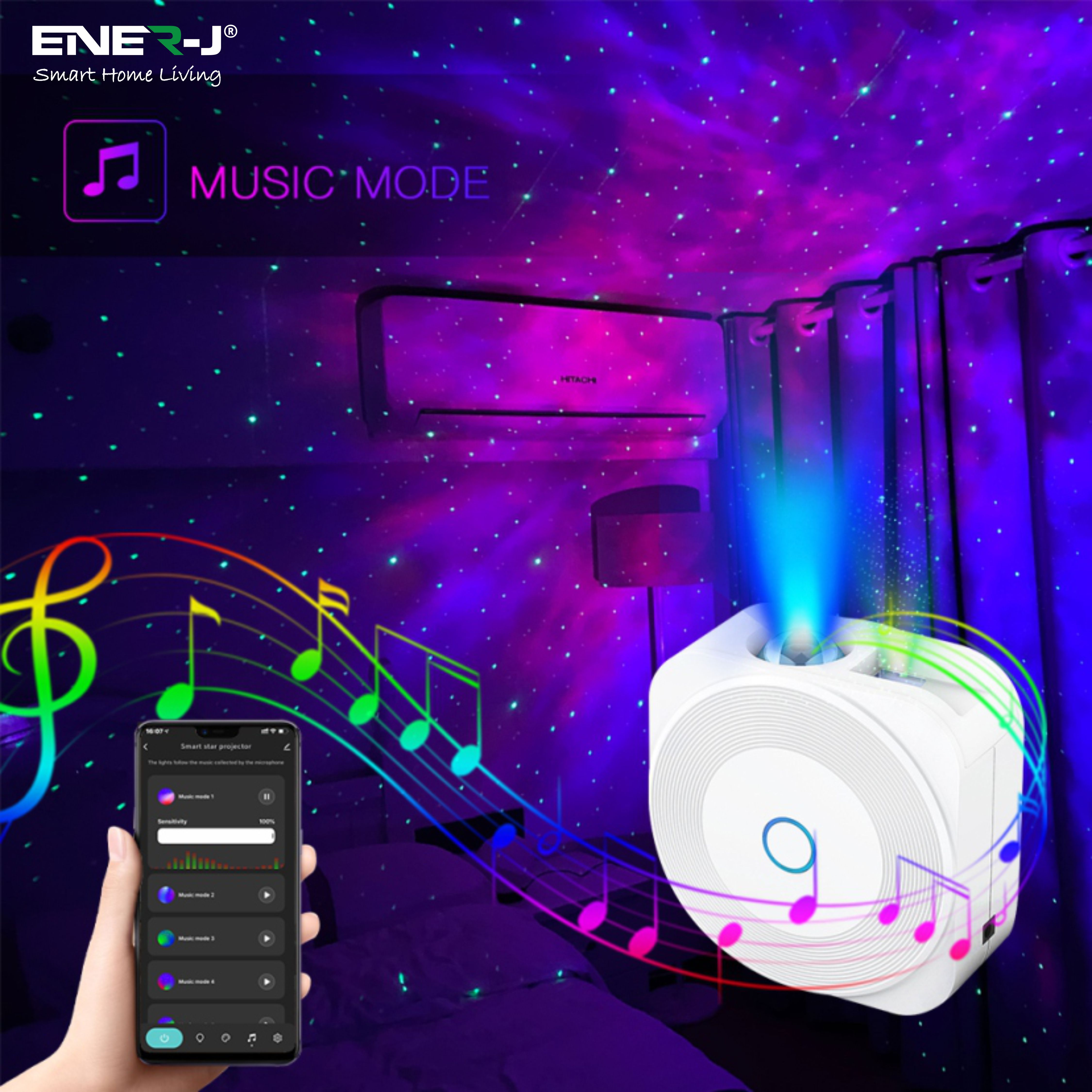 Smart WiFi&BLE LED Galaxy Projector Light with Nebula effect, APP & Voice Control