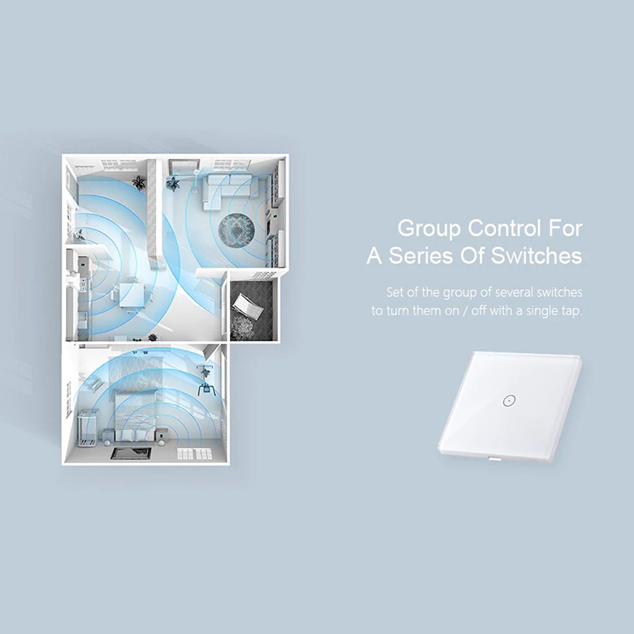 Smart WiFi Touch Switch 1 Gang, White Body, No Neutral Needed