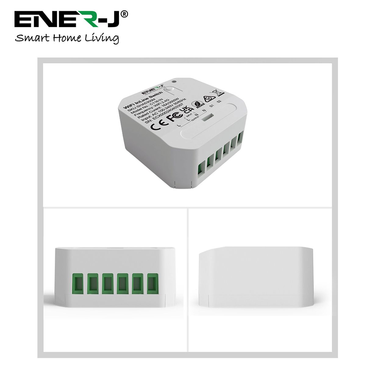 ENER-J Smart WiFi Light Switch Module 1 CH, App & Voice, Compatible with Alexa & Google Assistant