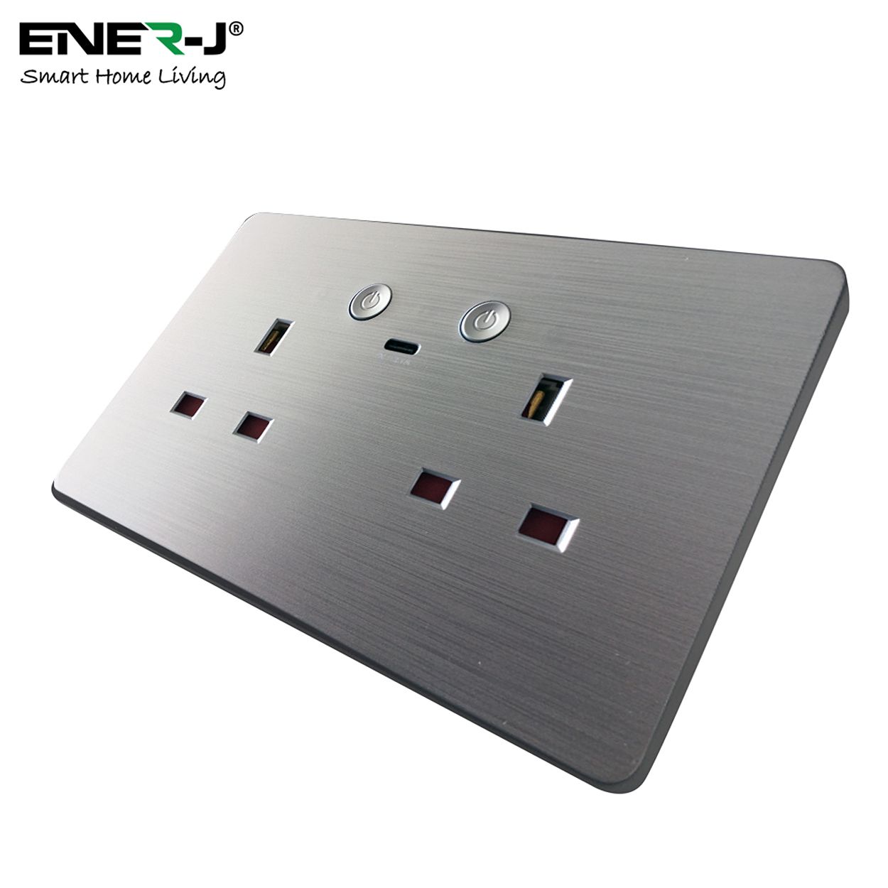 Smart WiFi Twin Socket 13A & 2.1A Micro USB, Silver Body, APP & Voice Control