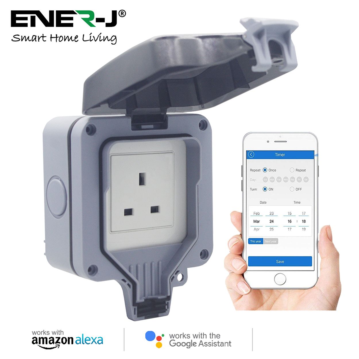 Smart WiFi Weatherproof Outdoor Single Socket 13A
