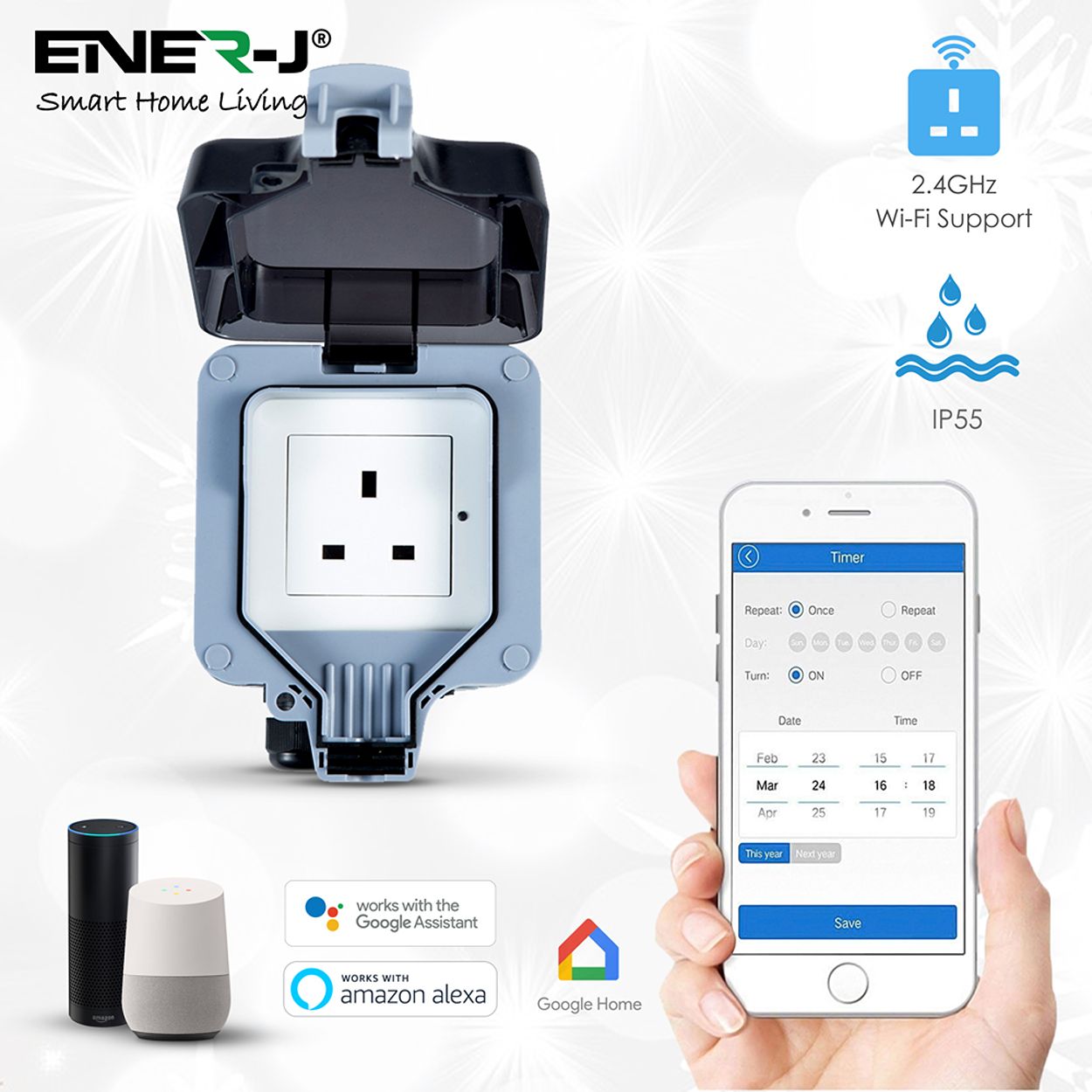 Smart WiFi Weatherproof Outdoor Single Socket 13A