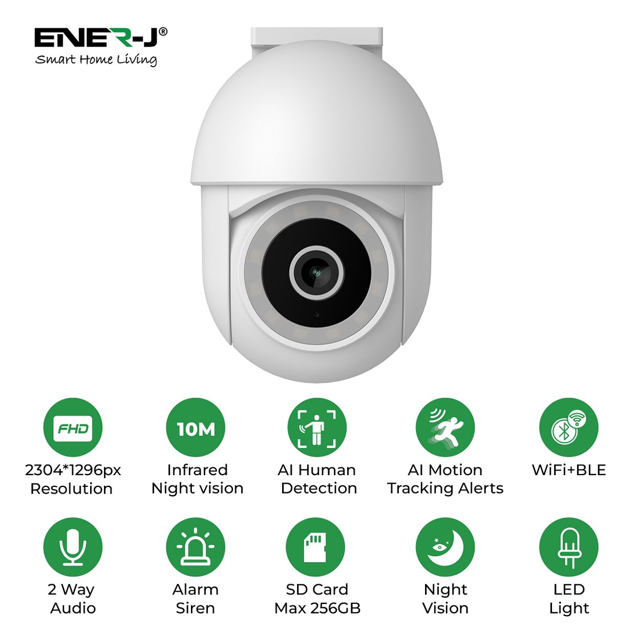 Smart WiFi Outdoor Dome IP Camera 1080P, White Body