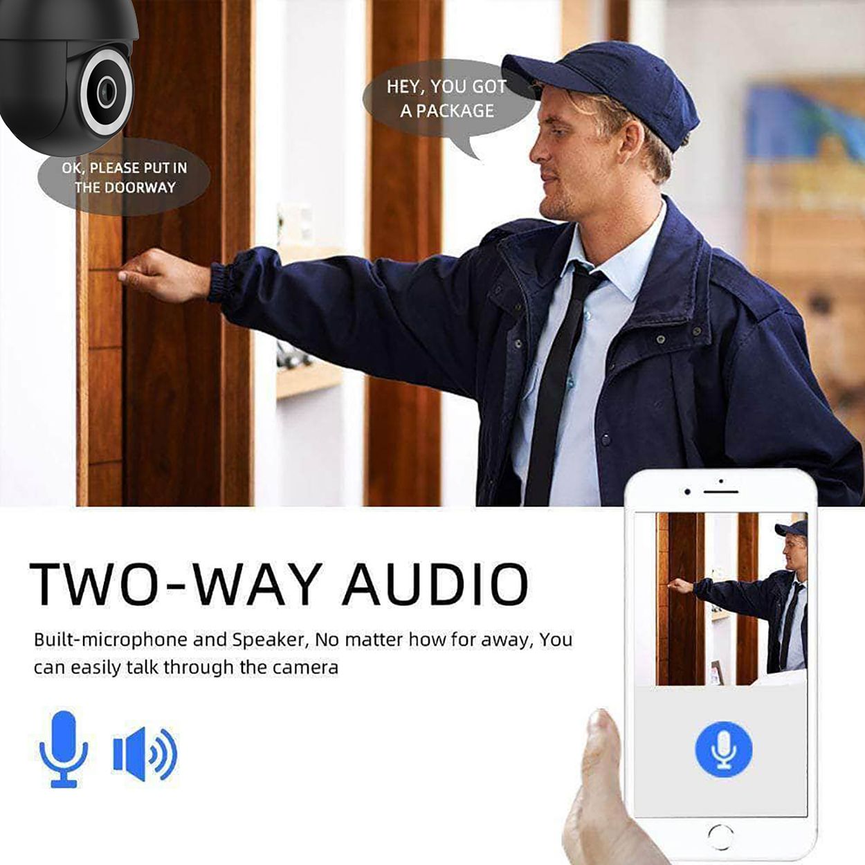 Smart WiFi Outdoor Dome IP Camera 1080P, Black Body