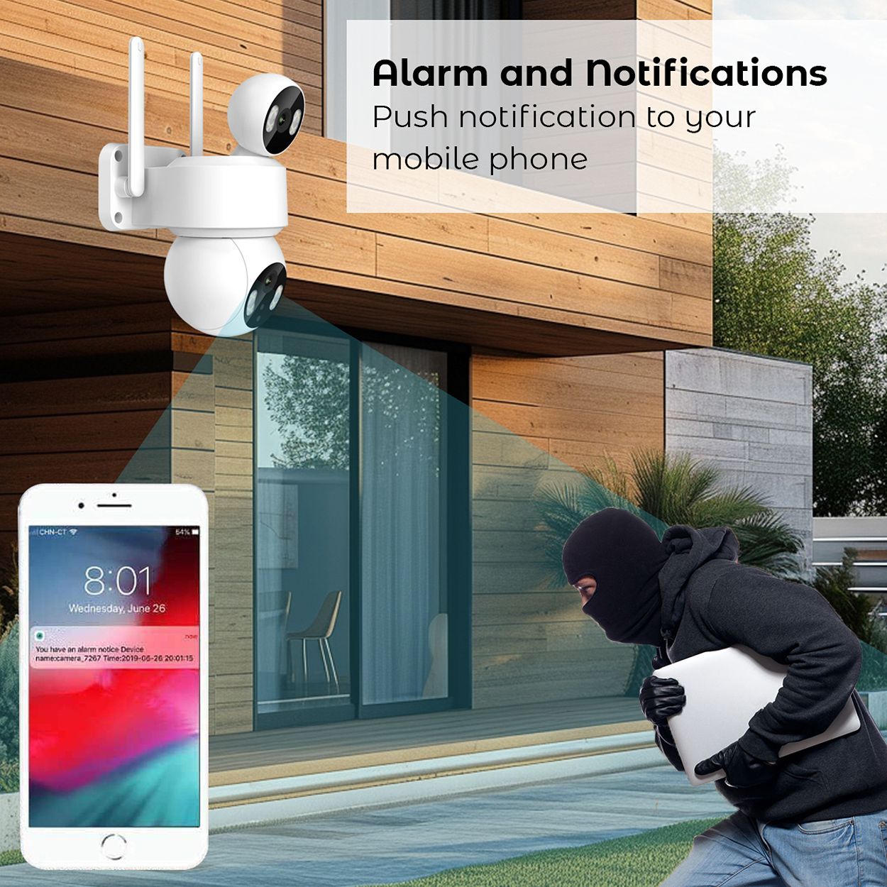 Smart Wi-Fi Dual Lens Outdoor Dome IP Camera - White Housing, IP65