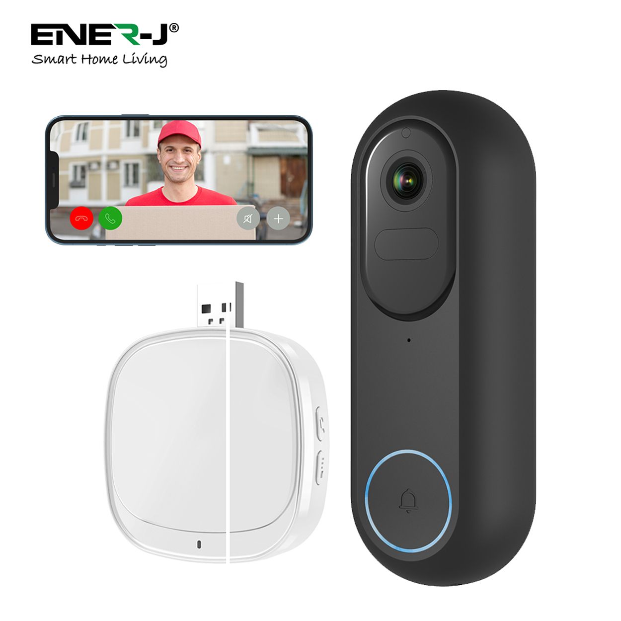 Flexi Wireless or Wired Video Doorbell - Unique Viewing Angle, Siren & 2-Way Audio, HD Video
