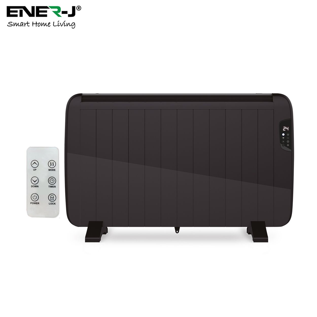 Smart WiFi Electric Radiator Heater Black Body 2000W