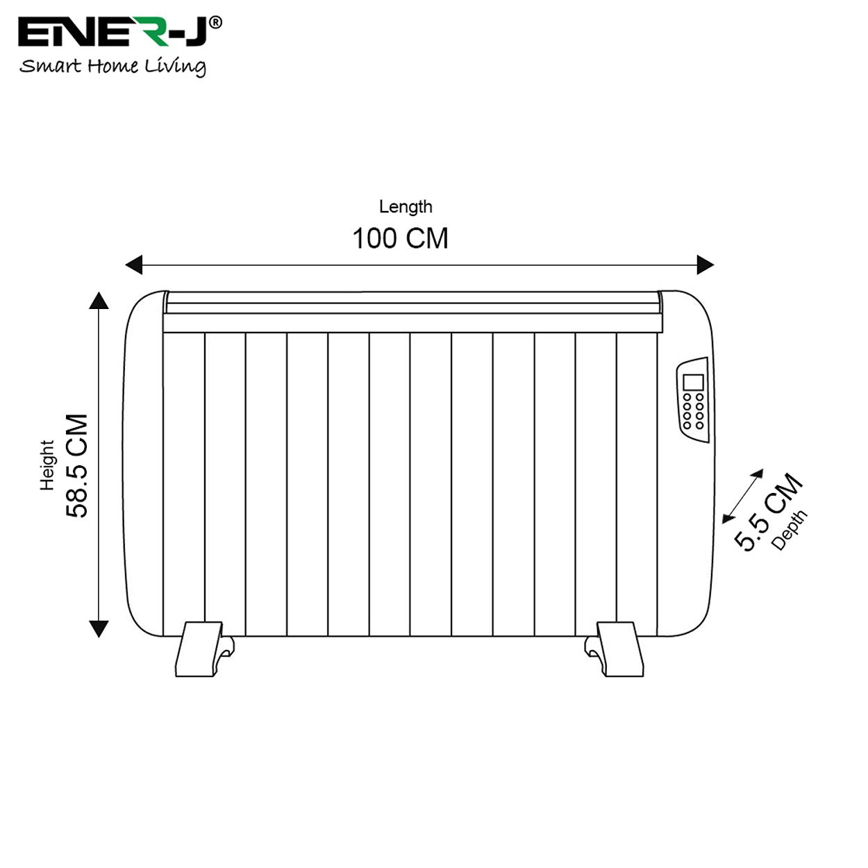 Smart WiFi Electric Radiator Heater Black Body 2000W
