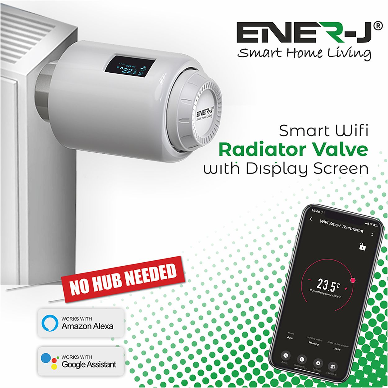 Wi-Fi Smart Thermostatic Radiator Valve with Screen