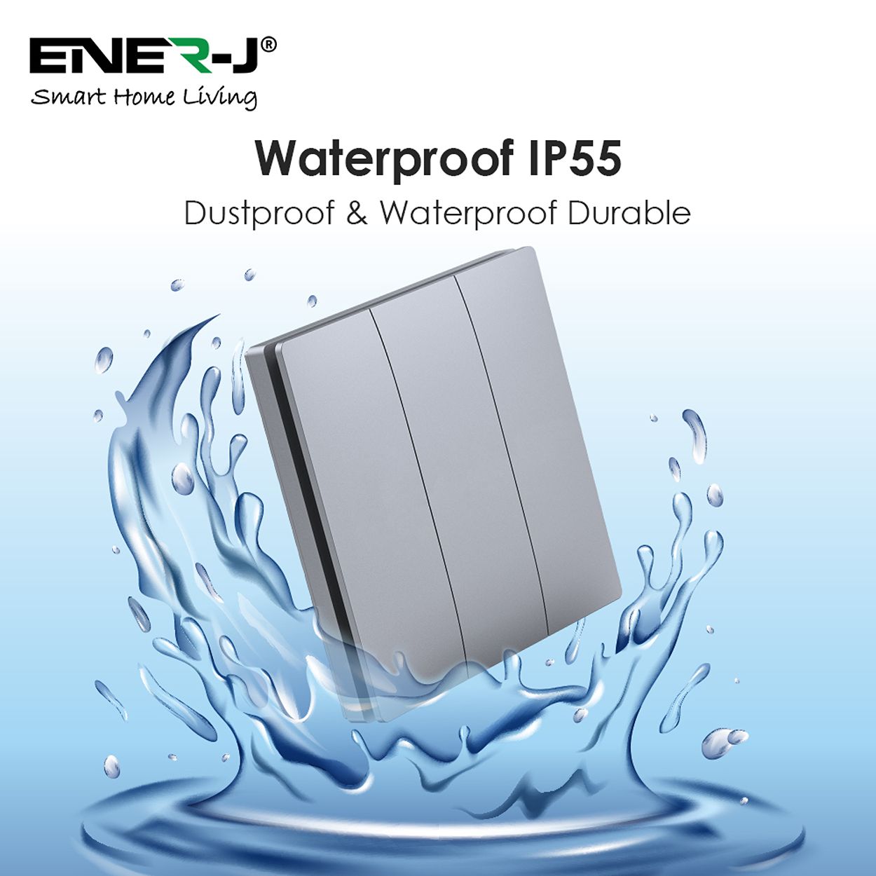 1 Gang Wireless Kinetic Switch Silver Body, IP65 - ECO Series